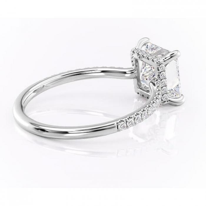 Inel de logodnă Arabella din aur Alb 14kt cu moissanite tăietură princess – Montură pavé rafinată pentru profil jos | Personalizează și configurează gratuit online [3]