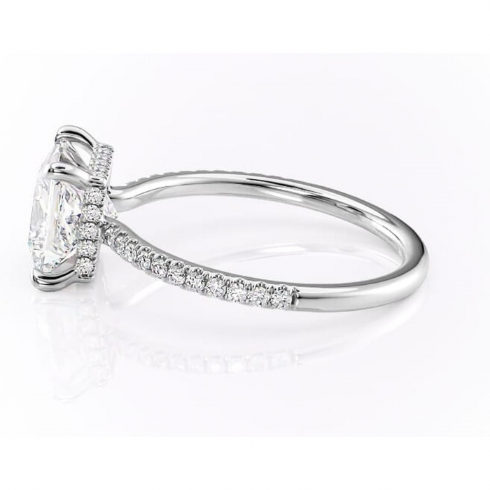 Inel de logodnă Arabella din aur Alb 14kt cu moissanite tăietură princess – Montură pavé rafinată pentru profil jos | Personalizează și configurează gratuit online [6]