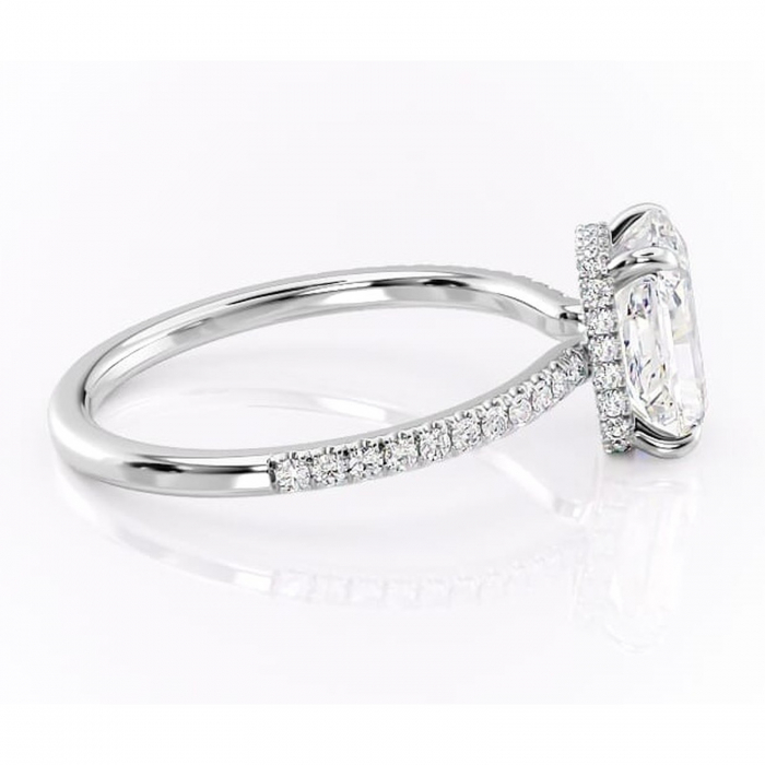 Inel de logodnă Arabella din aur Alb 14kt cu moissanite tăietură radiantă – Montură pavé rafinată pentru profil jos | Personalizează și configurează gratuit online [2]