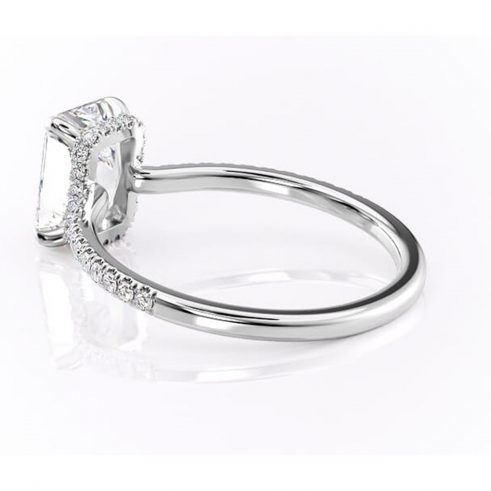 Inel de logodnă Arabella din aur Alb 14kt cu moissanite tăietură radiantă – Montură pavé rafinată pentru profil jos | Personalizează și configurează gratuit online [5]