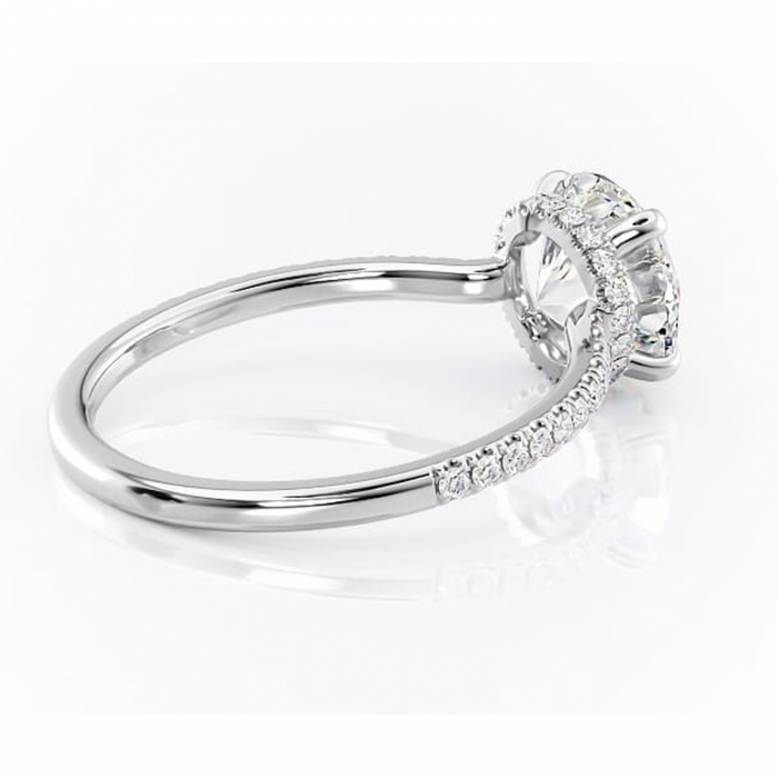 Inel de logodnă Arabella din aur Alb 14kt cu moissanite tăietură rotundă – Montură pavé rafinată pentru profil jos | Personalizează și configurează gratuit online [3]