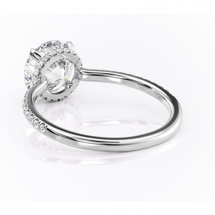 Inel de logodnă Arabella din aur Alb 14kt cu moissanite tăietură rotundă – Montură pavé rafinată pentru profil jos | Personalizează și configurează gratuit online [4]