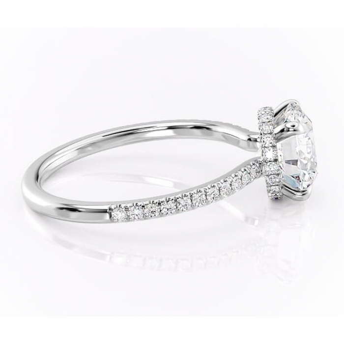 Inel de logodnă Arabella din aur Alb 14kt cu moissanite tăietură rotundă – Montură pavé rafinată pentru profil jos | Personalizează și configurează gratuit online [2]
