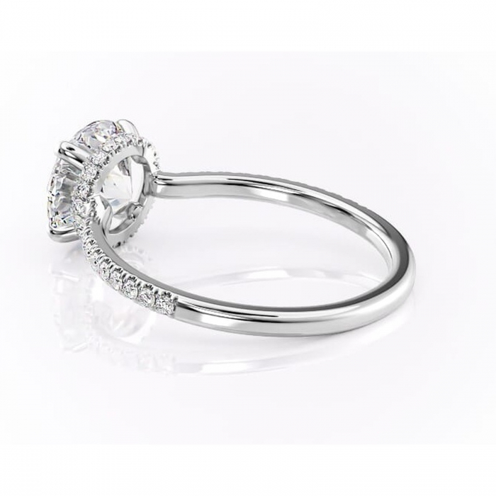 Inel de logodnă Arabella din aur Alb 14kt cu moissanite tăietură rotundă – Montură pavé rafinată pentru profil jos | Personalizează și configurează gratuit online [5]