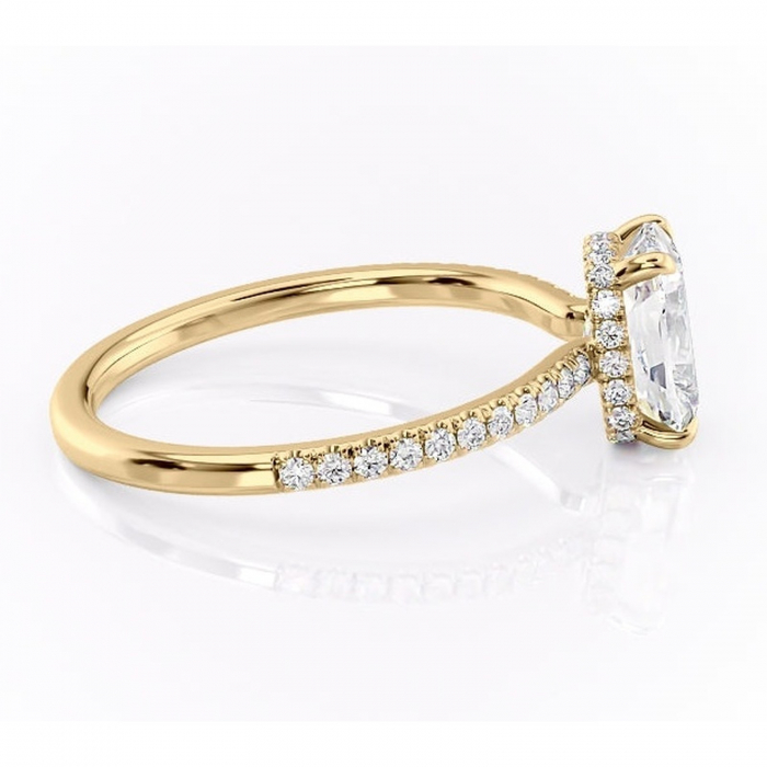 Inel de logodnă Arabella din aur Galben 14kt cu moissanite tăietură asscher – Montură pavé rafinată pentru profil jos | Personalizează și configurează gratuit online [2]