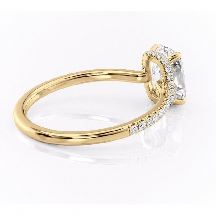 Inel de logodnă Arabella din aur Galben 14kt cu moissanite tăietură asscher – Montură pavé rafinată pentru profil jos | Personalizează și configurează gratuit online [3]