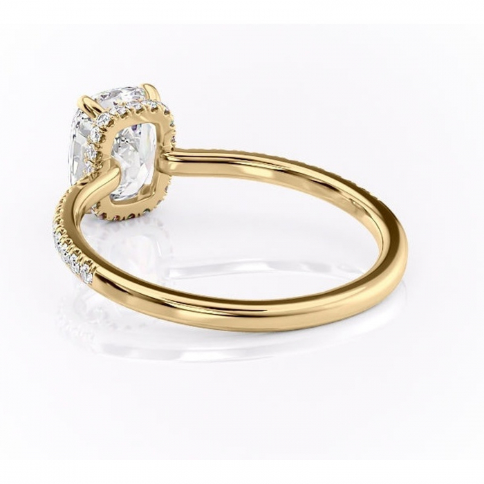 Inel de logodnă Arabella din aur Galben 14kt cu moissanite tăietură asscher – Montură pavé rafinată pentru profil jos | Personalizează și configurează gratuit online [4]