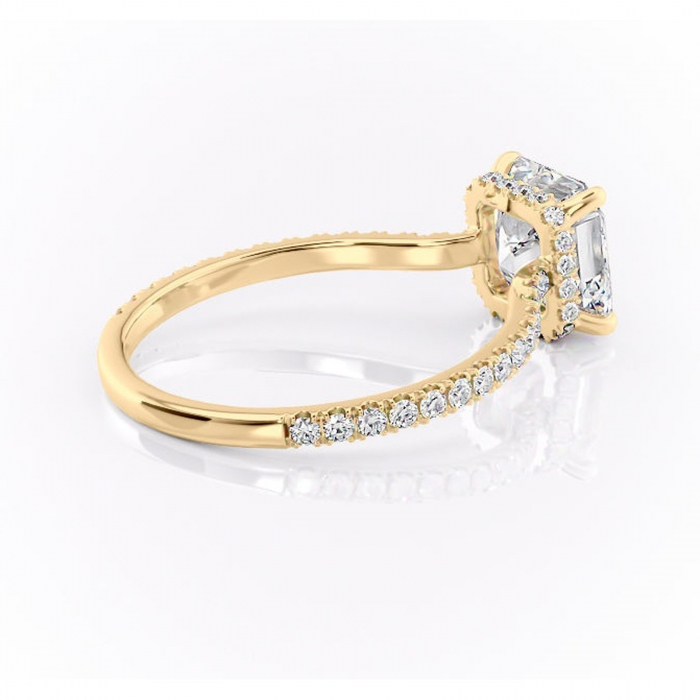 Inel de logodnă Arabella din aur Galben 18kt cu moissanite tăietură asscher – Montură pavé rafinată pentru profil jos | Personalizează și configurează gratuit online [3]
