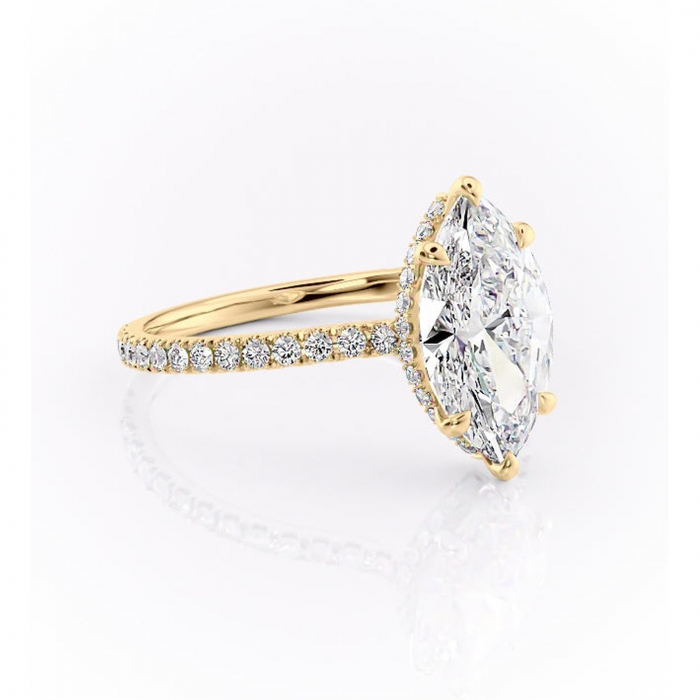 Inel de logodnă Arabella din aur Galben 18kt cu moissanite tăietură marquise – Montură pavé rafinată pentru profil jos | Personalizează și configurează gratuit online [1]