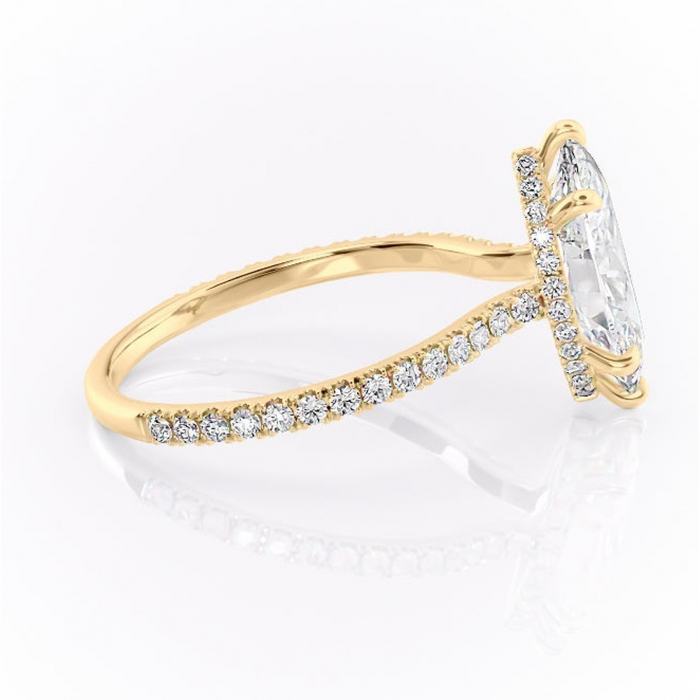 Inel de logodnă Arabella din aur Galben 18kt cu moissanite tăietură marquise – Montură pavé rafinată pentru profil jos | Personalizează și configurează gratuit online [2]