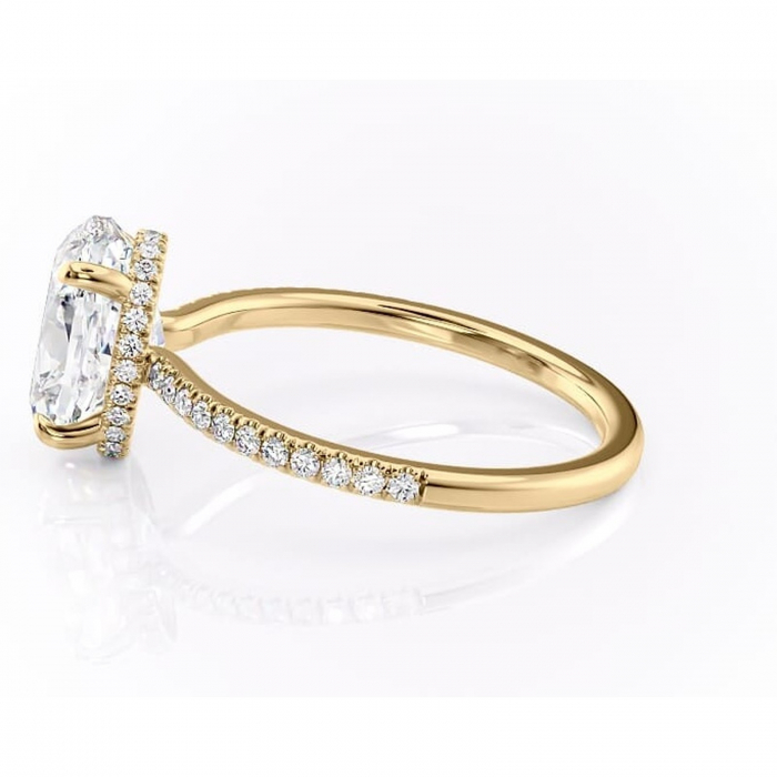 Inel de logodnă Arabella din aur Galben 14kt cu moissanite tăietură ovală – Montură pavé rafinată pentru profil jos | Personalizează și configurează gratuit online [6]