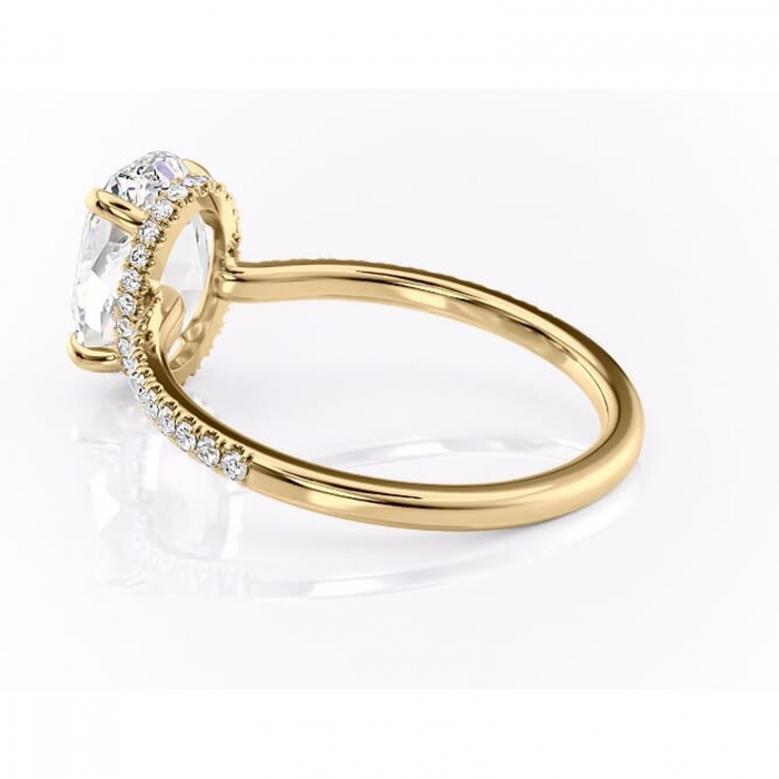 Inel de logodnă Arabella din aur Galben 14kt cu moissanite tăietură ovală – Montură pavé rafinată pentru profil jos | Personalizează și configurează gratuit online [5]