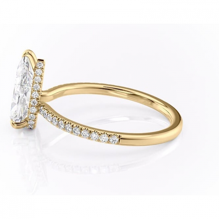 Inel de logodnă Arabella din aur Galben 14kt cu moissanite tăietură pară – Montură pavé rafinată pentru profil jos | Personalizează și configurează gratuit online [6]