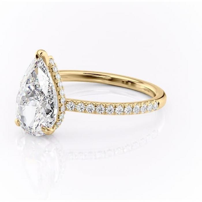 Inel de logodnă Arabella din aur Galben 14kt cu moissanite tăietură pară – Montură pavé rafinată pentru profil jos | Personalizează și configurează gratuit online [7]