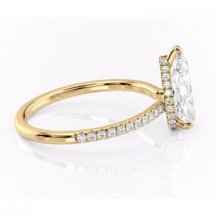 Inel de logodnă Arabella din aur Galben 14kt cu moissanite tăietură pară – Montură pavé rafinată pentru profil jos | Personalizează și configurează gratuit online [2]