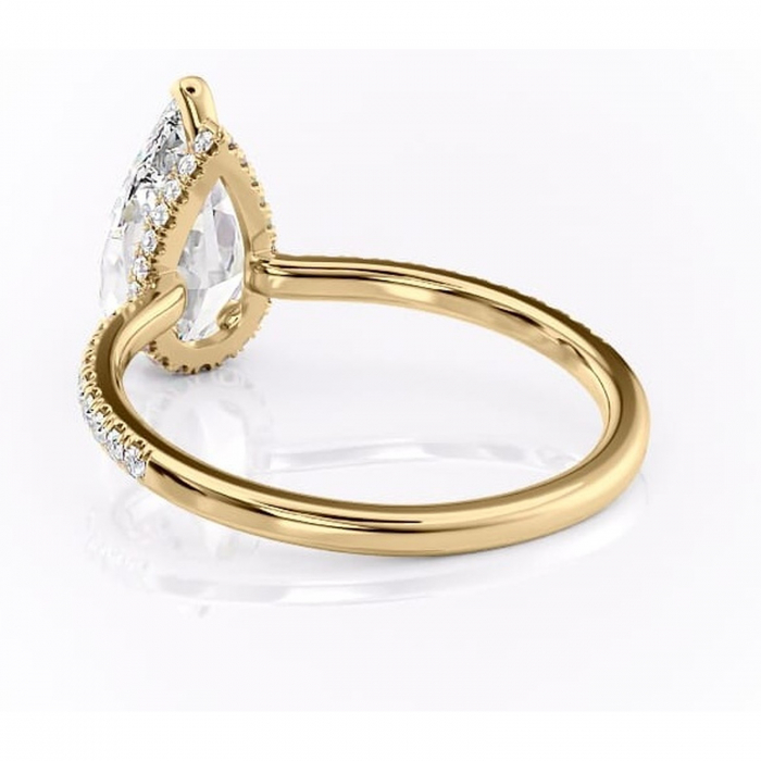 Inel de logodnă Arabella din aur Galben 14kt cu moissanite tăietură pară – Montură pavé rafinată pentru profil jos | Personalizează și configurează gratuit online [4]