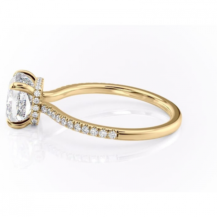 Inel de logodnă Arabella din aur Galben 14kt cu moissanite tăietură pernă – Montură pavé rafinată pentru profil jos | Personalizează și configurează gratuit online [6]