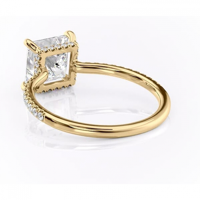 Inel de logodnă Arabella din aur Galben 14kt cu moissanite tăietură princess – Montură pavé rafinată pentru profil jos | Personalizează și configurează gratuit online [4]