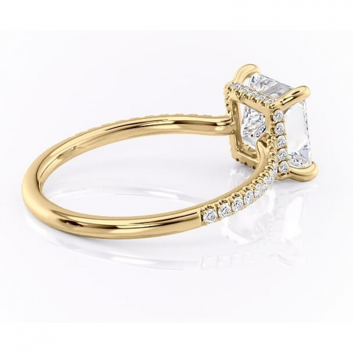 Inel de logodnă Arabella din aur Galben 14kt cu moissanite tăietură princess – Montură pavé rafinată pentru profil jos | Personalizează și configurează gratuit online [3]