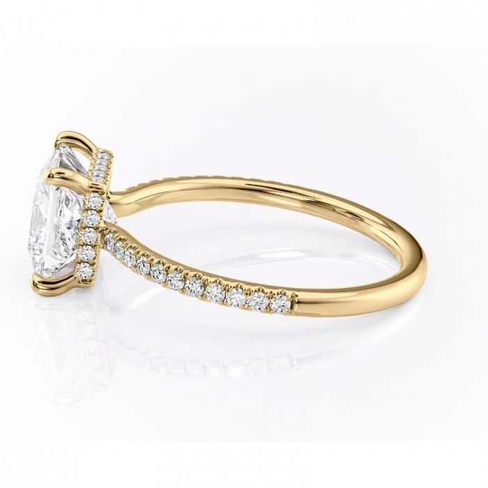 Inel de logodnă Arabella din aur Galben 14kt cu moissanite tăietură princess – Montură pavé rafinată pentru profil jos | Personalizează și configurează gratuit online [6]