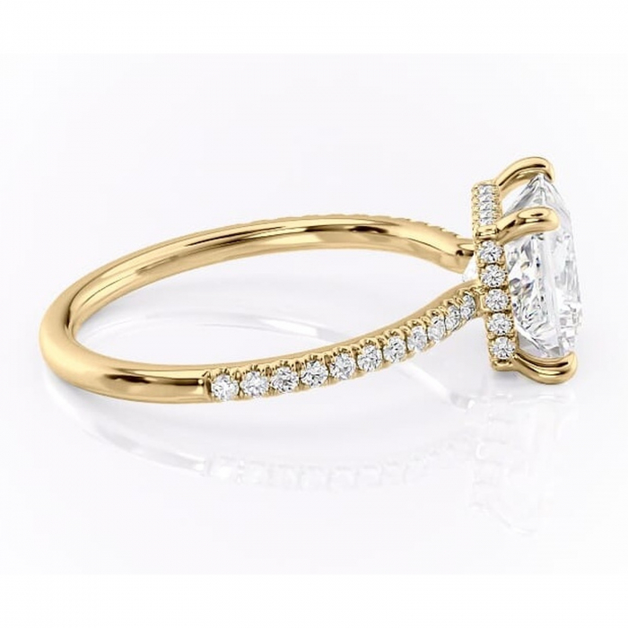 Inel de logodnă Arabella din aur Galben 14kt cu moissanite tăietură princess – Montură pavé rafinată pentru profil jos | Personalizează și configurează gratuit online [2]