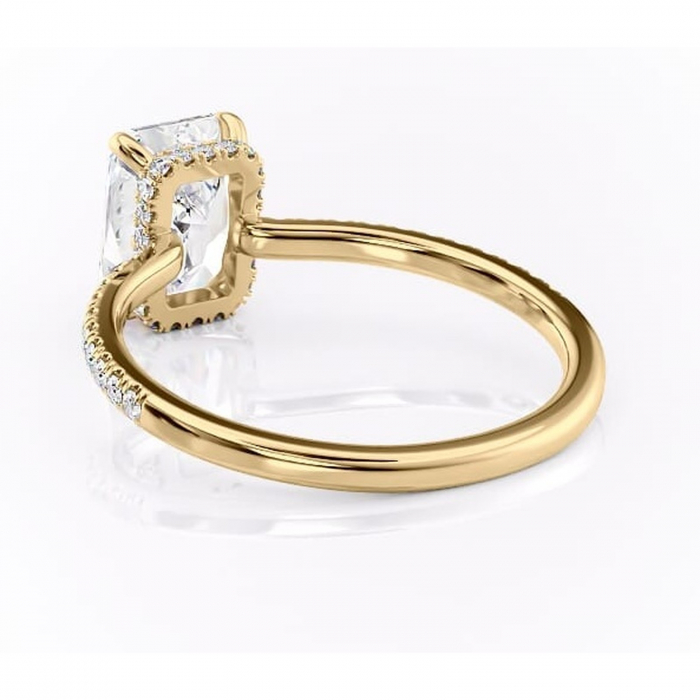 Inel de logodnă Arabella din aur Galben 18kt cu moissanite tăietură radiantă – Montură pavé rafinată pentru profil jos | Personalizează și configurează gratuit online [4]