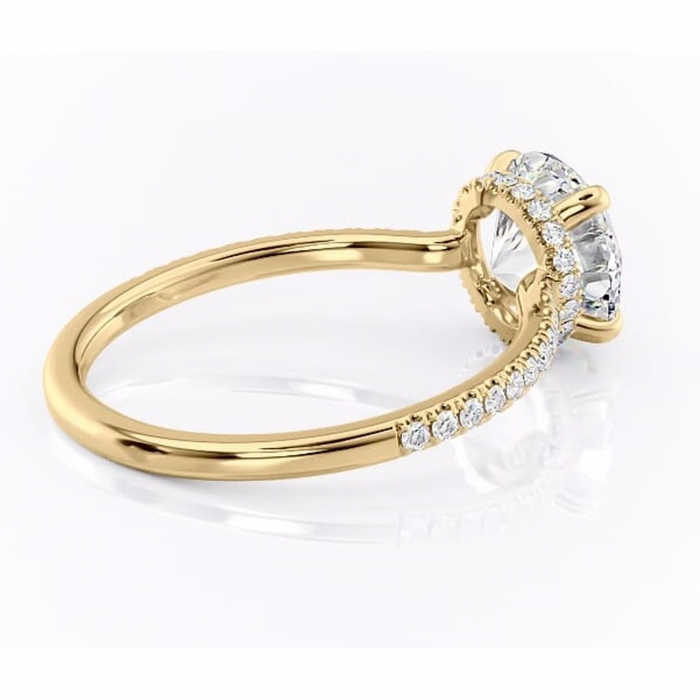 Inel de logodnă Arabella din aur Galben 14kt cu moissanite tăietură rotundă – Montură pavé rafinată pentru profil jos | Personalizează și configurează gratuit online [3]