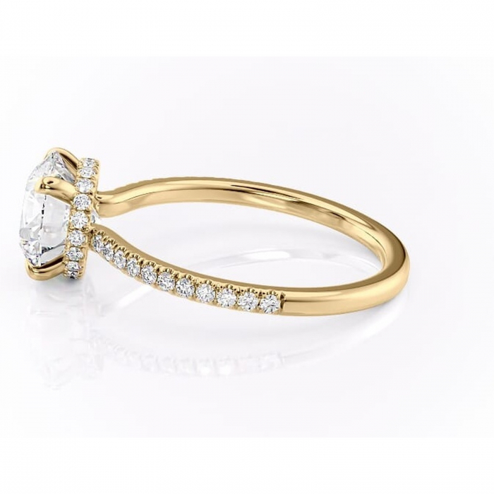 Inel de logodnă Arabella din aur Galben 14kt cu moissanite tăietură rotundă – Montură pavé rafinată pentru profil jos | Personalizează și configurează gratuit online [6]
