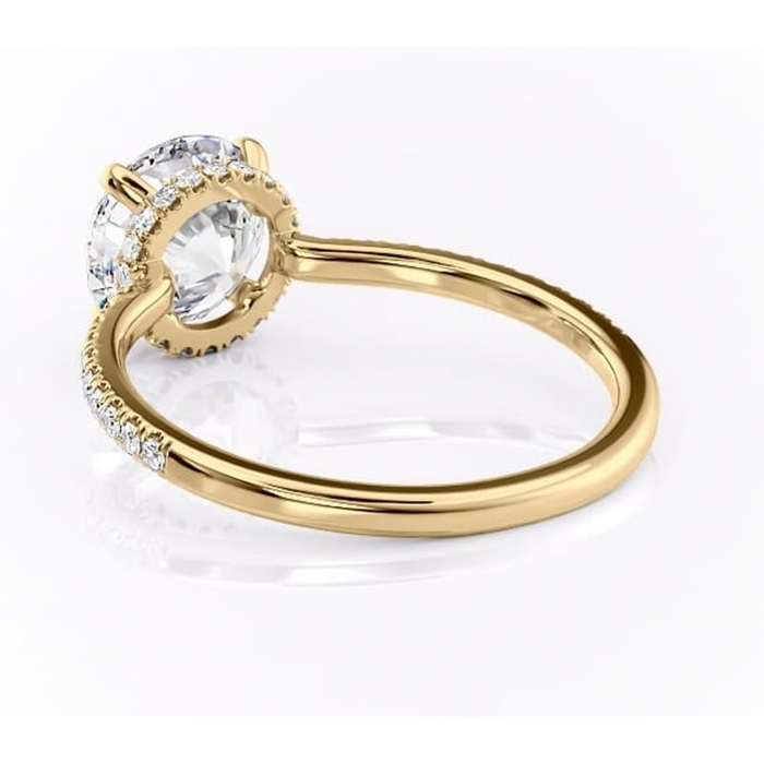 Inel de logodnă Arabella din aur Galben 14kt cu moissanite tăietură rotundă – Montură pavé rafinată pentru profil jos | Personalizează și configurează gratuit online [4]