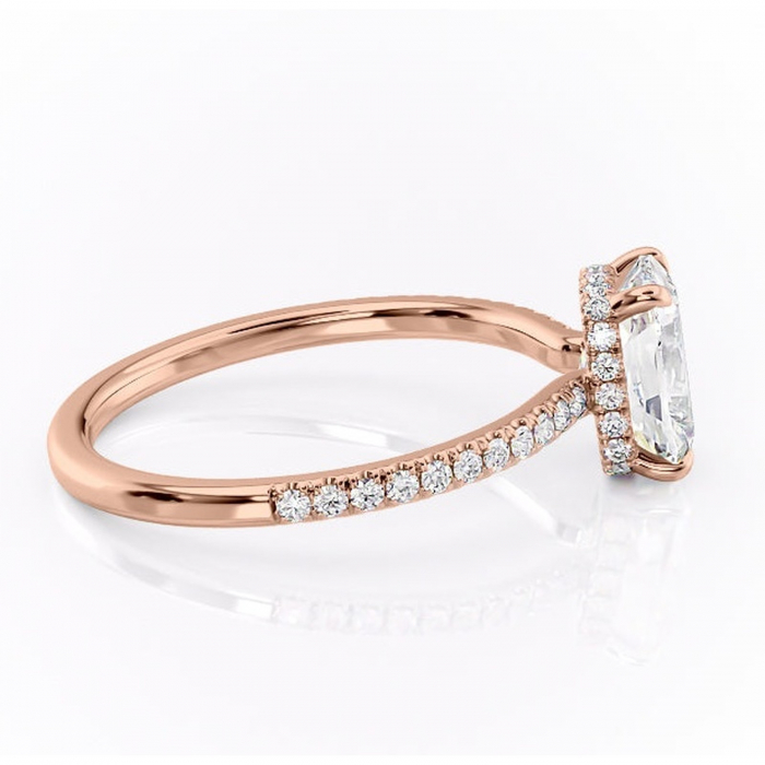 Inel de logodnă Arabella din aur Rose 14kt cu moissanite tăietură asscher – Montură pavé rafinată pentru profil jos | Personalizează și configurează gratuit online [2]