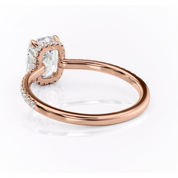 Inel de logodnă Arabella din aur Rose 14kt cu moissanite tăietură asscher – Montură pavé rafinată pentru profil jos | Personalizează și configurează gratuit online [4]