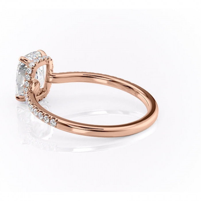 Inel de logodnă Arabella din aur Rose 14kt cu moissanite tăietură asscher – Montură pavé rafinată pentru profil jos | Personalizează și configurează gratuit online [5]