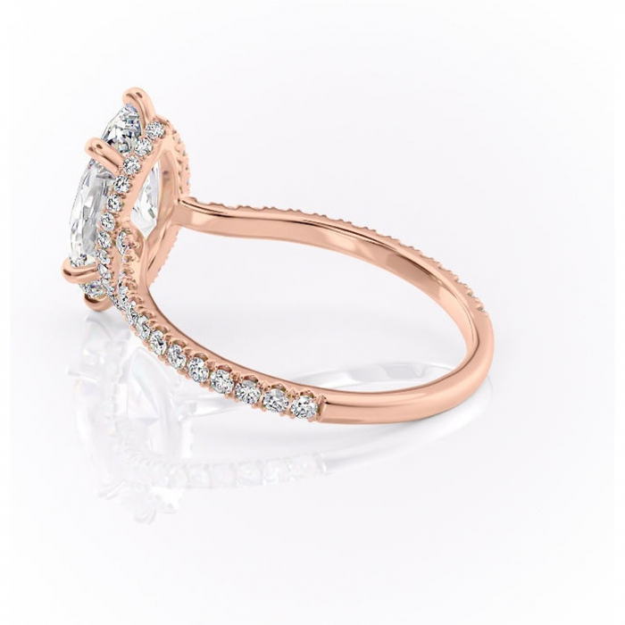 Inel de logodnă Arabella din aur Rose 18kt cu moissanite tăietură marquise – Montură pavé rafinată pentru profil jos | Personalizează și configurează gratuit online [5]