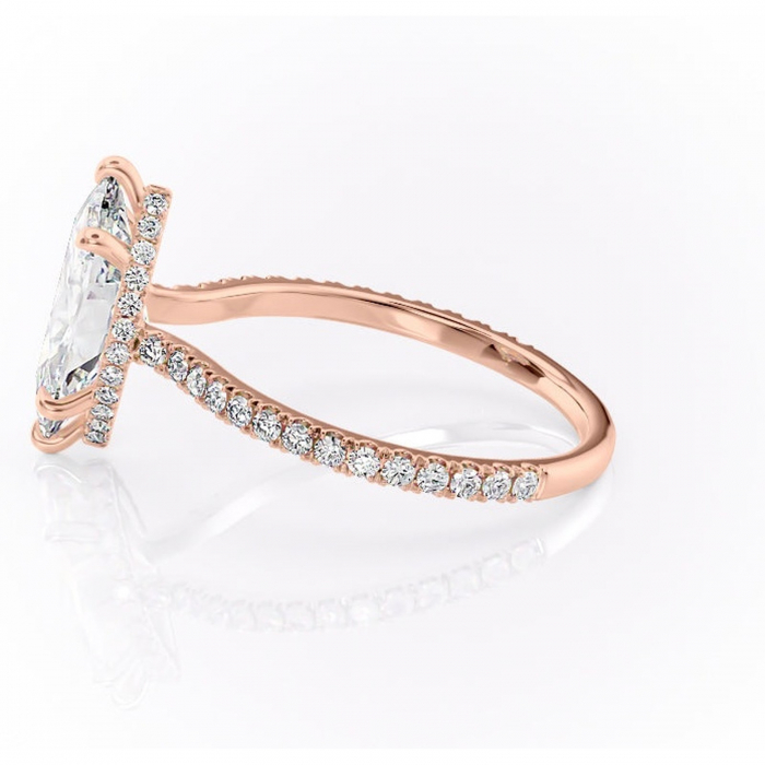 Inel de logodnă Arabella din aur Rose 18kt cu moissanite tăietură marquise – Montură pavé rafinată pentru profil jos | Personalizează și configurează gratuit online [6]