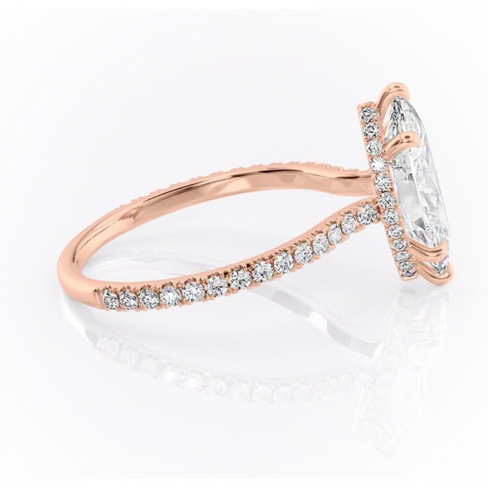Inel de logodnă Arabella din aur Rose 18kt cu moissanite tăietură marquise – Montură pavé rafinată pentru profil jos | Personalizează și configurează gratuit online [2]