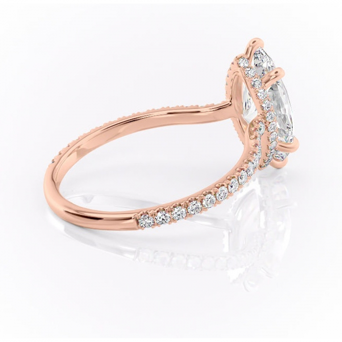 Inel de logodnă Arabella din aur Rose 18kt cu moissanite tăietură marquise – Montură pavé rafinată pentru profil jos | Personalizează și configurează gratuit online [3]