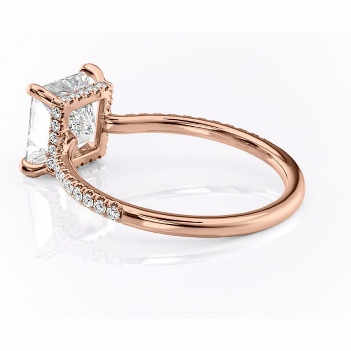 Inel de logodnă Arabella din aur Rose 14kt cu moissanite tăietură princess – Montură pavé rafinată pentru profil jos | Personalizează și configurează gratuit online [5]