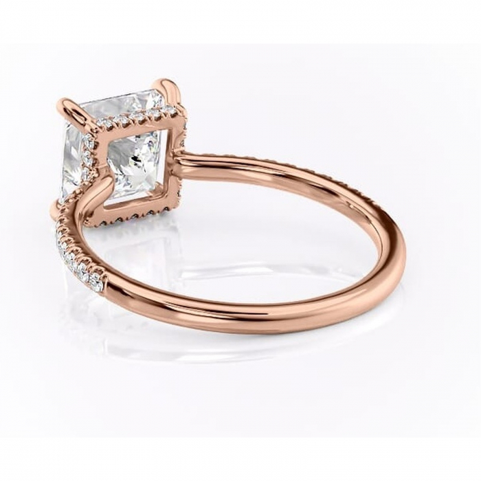 Inel de logodnă Arabella din aur Rose 14kt cu moissanite tăietură princess – Montură pavé rafinată pentru profil jos | Personalizează și configurează gratuit online [4]