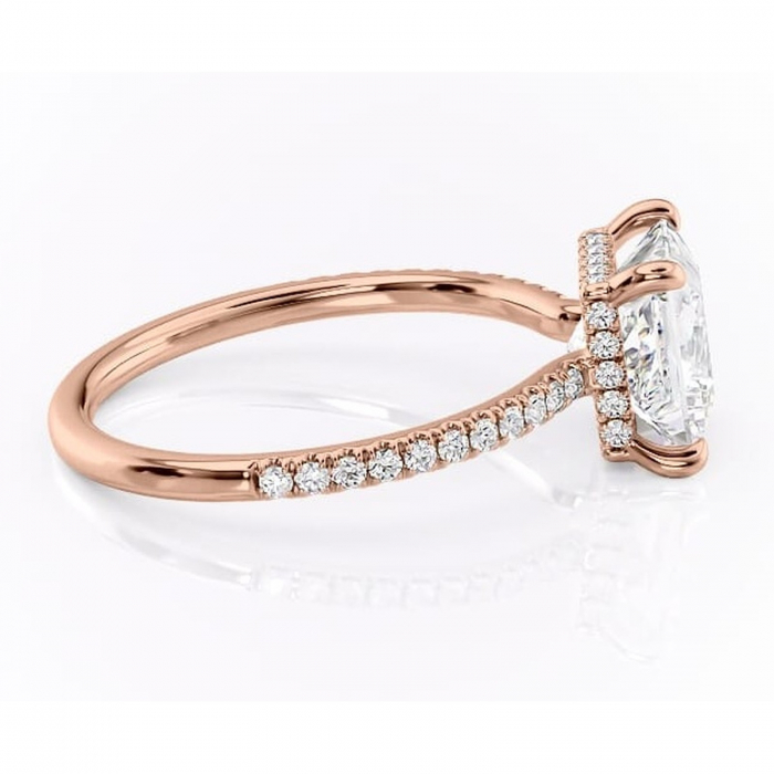 Inel de logodnă Arabella din aur Rose 14kt cu moissanite tăietură princess – Montură pavé rafinată pentru profil jos | Personalizează și configurează gratuit online [2]