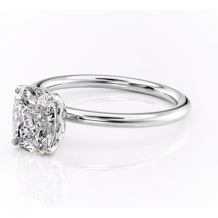 Inel de logodnă Arabeth din aur Alb 14kt cu moissanite tăietură asscher – Solitar rafinată pentru profil înalt | Personalizează și configurează gratuit online [7]