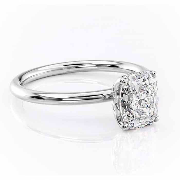 Inel de logodnă Arabeth din aur Alb 14kt cu moissanite tăietură asscher – Solitar rafinată pentru profil înalt | Personalizează și configurează gratuit online [1]