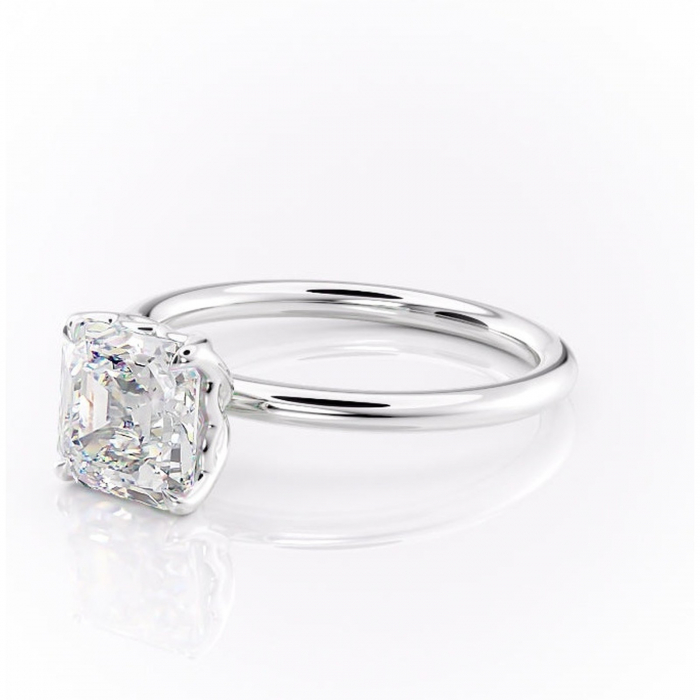 Inel de logodnă Arabeth din aur Alb 14kt cu moissanite tăietură asscher – Solitar rafinată pentru profil înalt | Personalizează și configurează gratuit online [7]