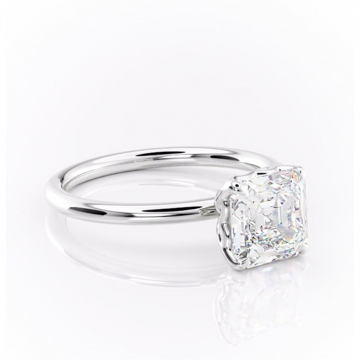 Inel de logodnă Arabeth din aur Alb 14kt cu moissanite tăietură asscher – Solitar rafinată pentru profil înalt | Personalizează și configurează gratuit online [1]