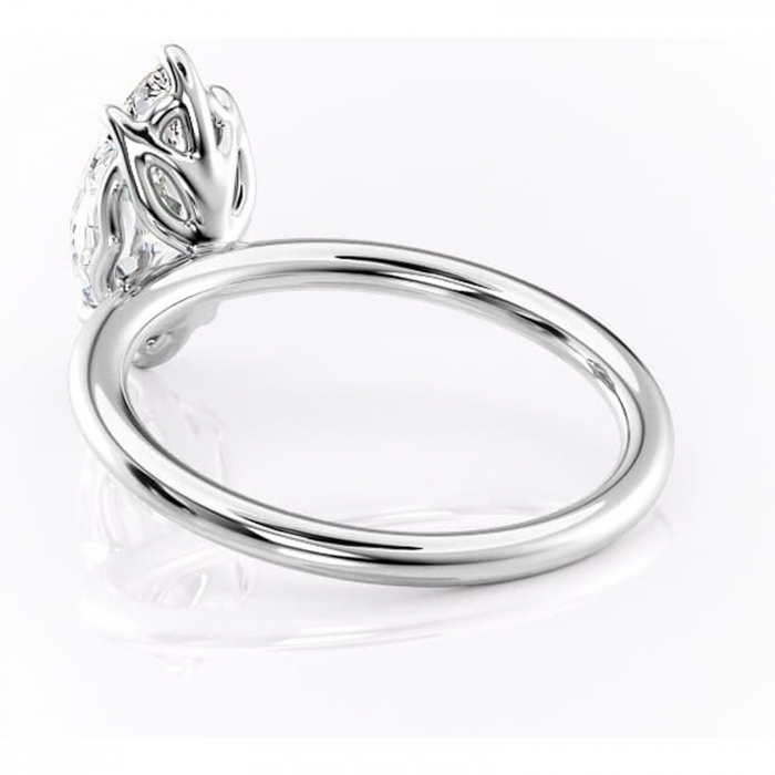 Inel de logodnă Arabeth din aur Alb 14kt cu moissanite tăietură marquise – Solitar rafinată pentru profil înalt | Personalizează și configurează gratuit online [4]