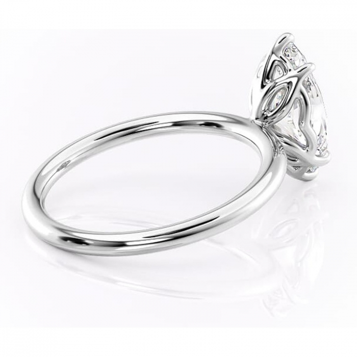 Inel de logodnă Arabeth din aur Alb 14kt cu moissanite tăietură marquise – Solitar rafinată pentru profil înalt | Personalizează și configurează gratuit online [3]