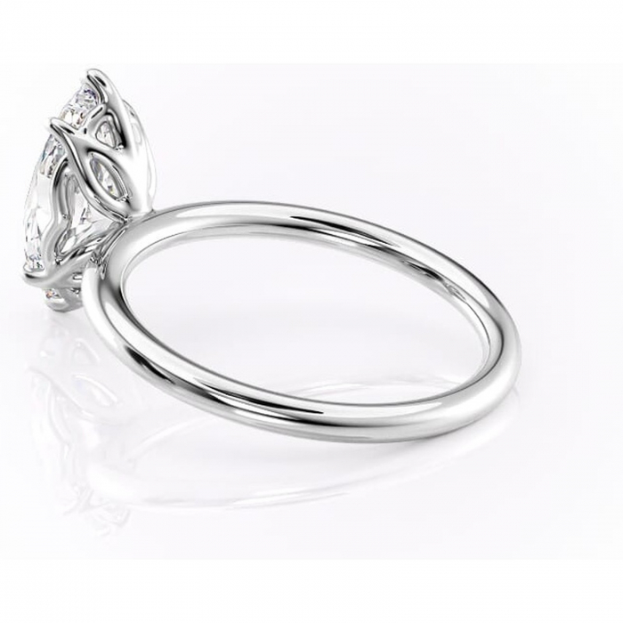 Inel de logodnă Arabeth din aur Alb 14kt cu moissanite tăietură marquise – Solitar rafinată pentru profil înalt | Personalizează și configurează gratuit online [5]