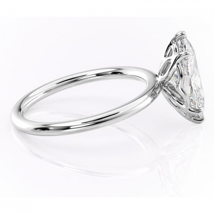 Inel de logodnă Arabeth din aur Alb 14kt cu moissanite tăietură marquise – Solitar rafinată pentru profil înalt | Personalizează și configurează gratuit online [2]