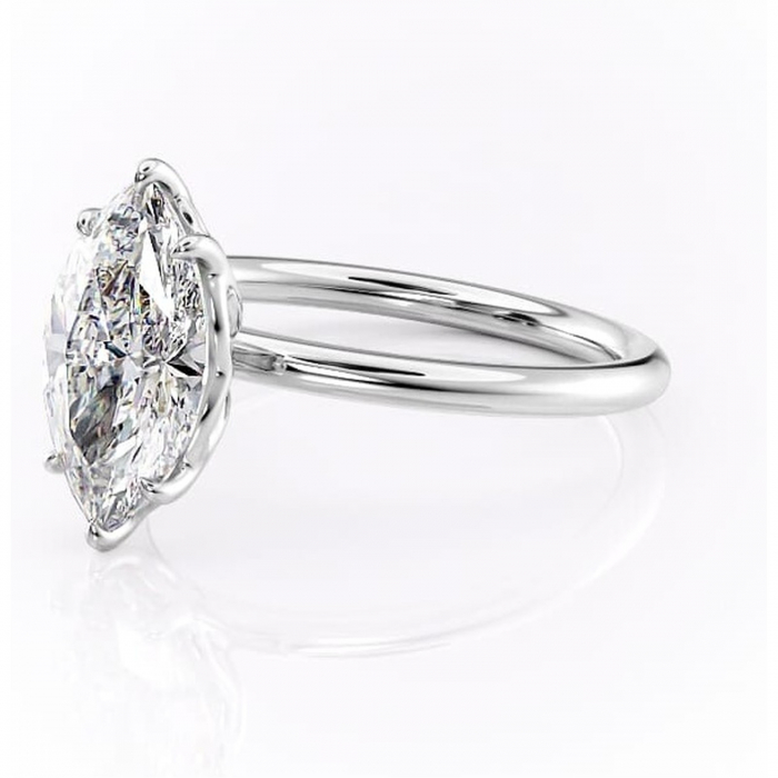 Inel de logodnă Arabeth din aur Alb 14kt cu moissanite tăietură marquise – Solitar rafinată pentru profil înalt | Personalizează și configurează gratuit online [7]