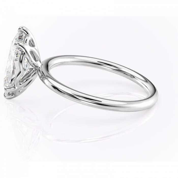 Inel de logodnă Arabeth din aur Alb 14kt cu moissanite tăietură marquise – Solitar rafinată pentru profil înalt | Personalizează și configurează gratuit online [6]