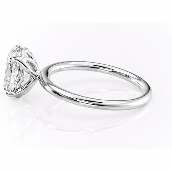 Inel de logodnă Arabeth din aur Alb 14kt cu moissanite tăietură ovală – Solitar rafinată pentru profil înalt | Personalizează și configurează gratuit online [6]